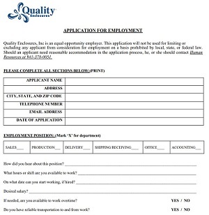 Quality Enclosures Application